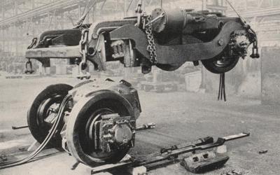 A Pair of Wheels Complete with Boxes and Motor, Dropped for Inspection or Repair.